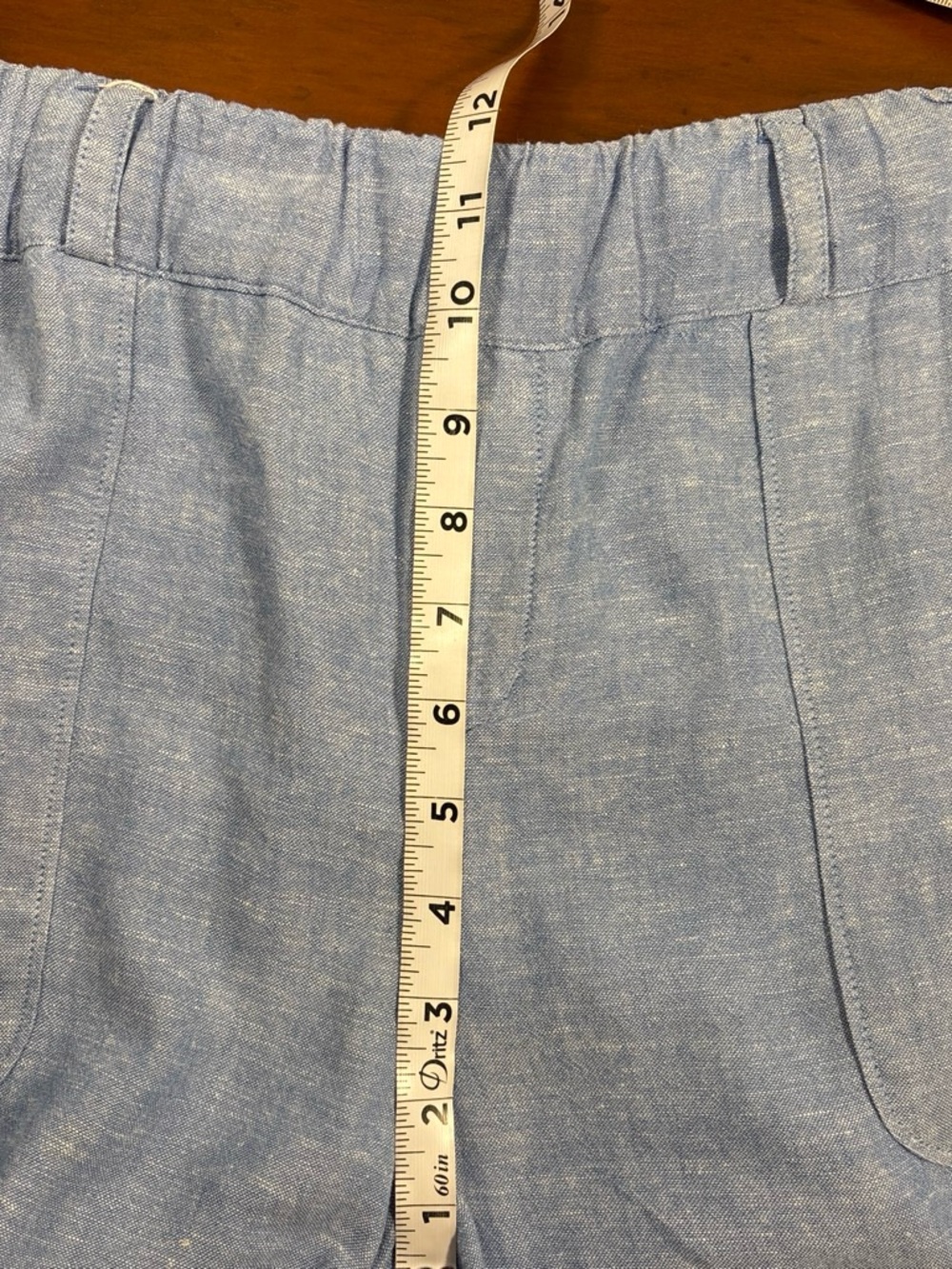Light Blue Linen-Blend Tie-Waist Wide Leg Pants w/pockets size M - Picture 4 of 6